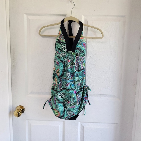 BIKINI VILLAGE Vibrant PAISLEY PRINT Bathing Suit SIZE MED - Picture 1 of 4